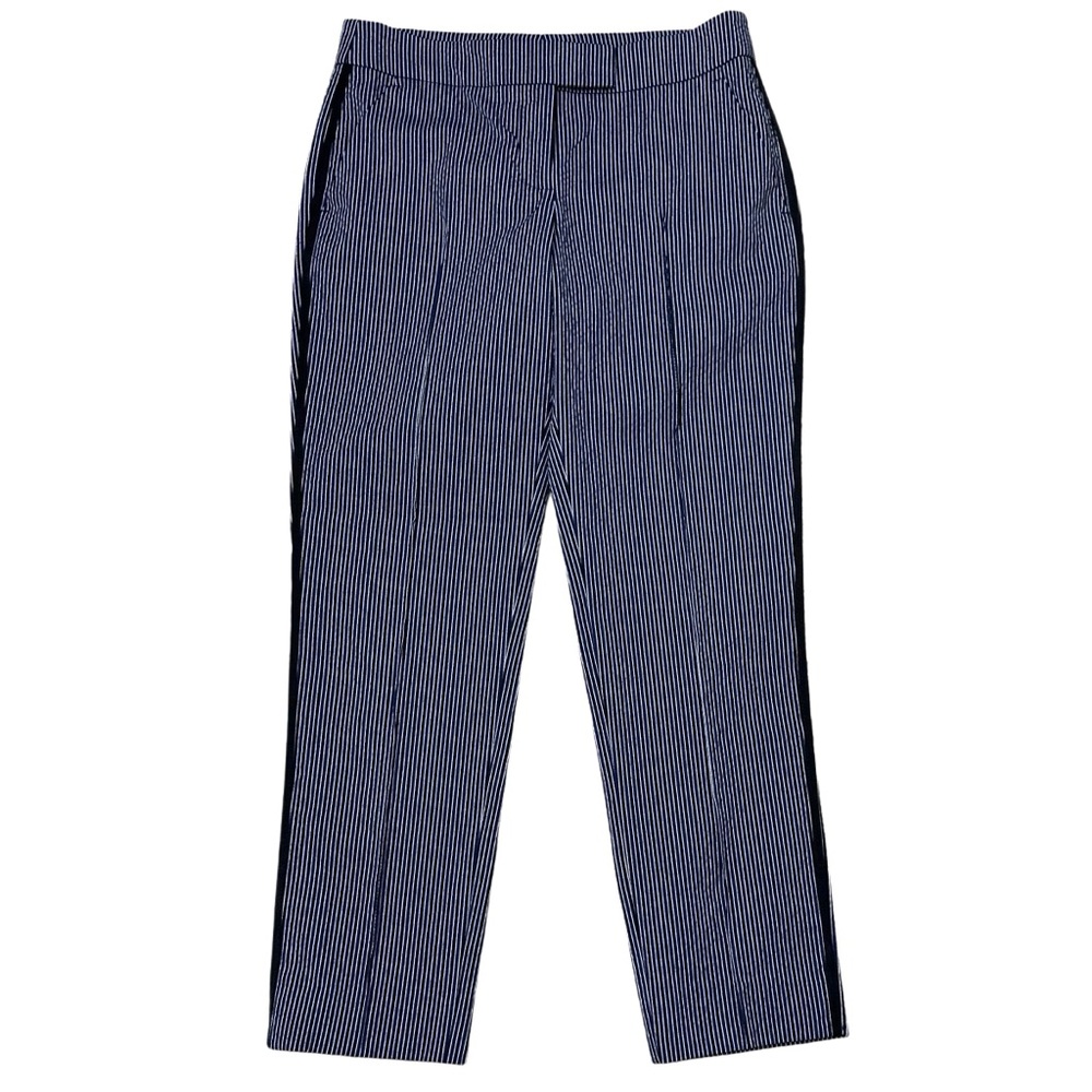 Akris Punto Seersucker Cropped Pants Black Blue White Women’s Sz 2